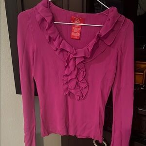 Oscar de la Renta Pink Ruffle Top